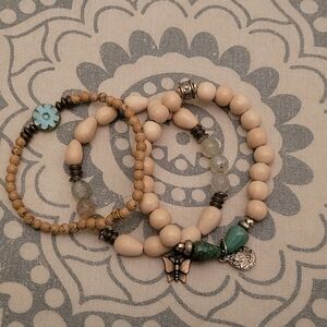 Set of 3 Cream CFC Bracelets with Charms